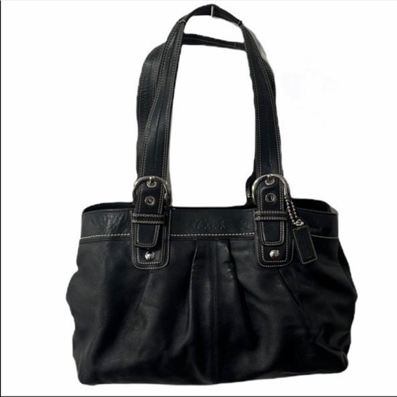 Coach F13733 Soho Black Pleated Leather Tote - Picture 1 of 10